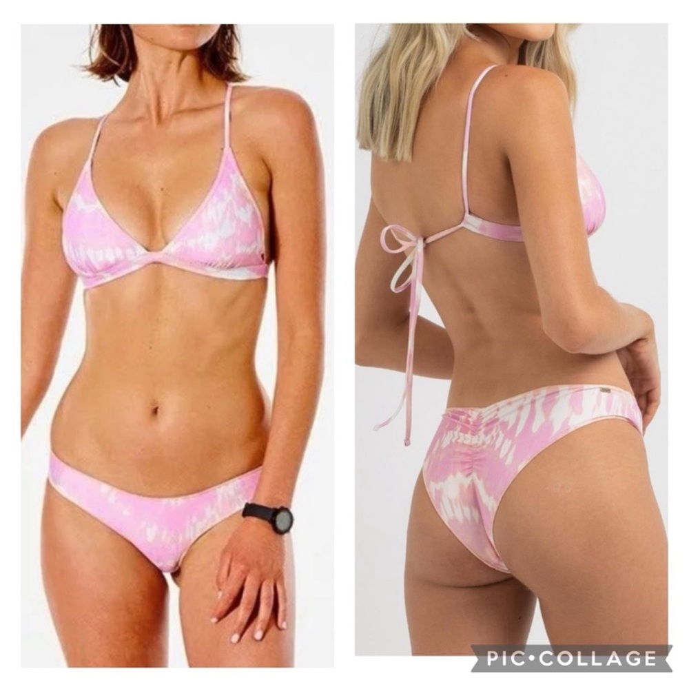 RIPCURL CLASSIC SURF ECO CROSSBACK TRI BIKINI TOP & CHEEKY BIKINI BOTTOM, M